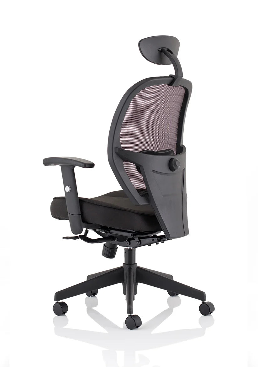 Calder High Back Mesh Task Chair | Synchro Tilt | Adjustable Lumbar & Headrest - Industrious Decor