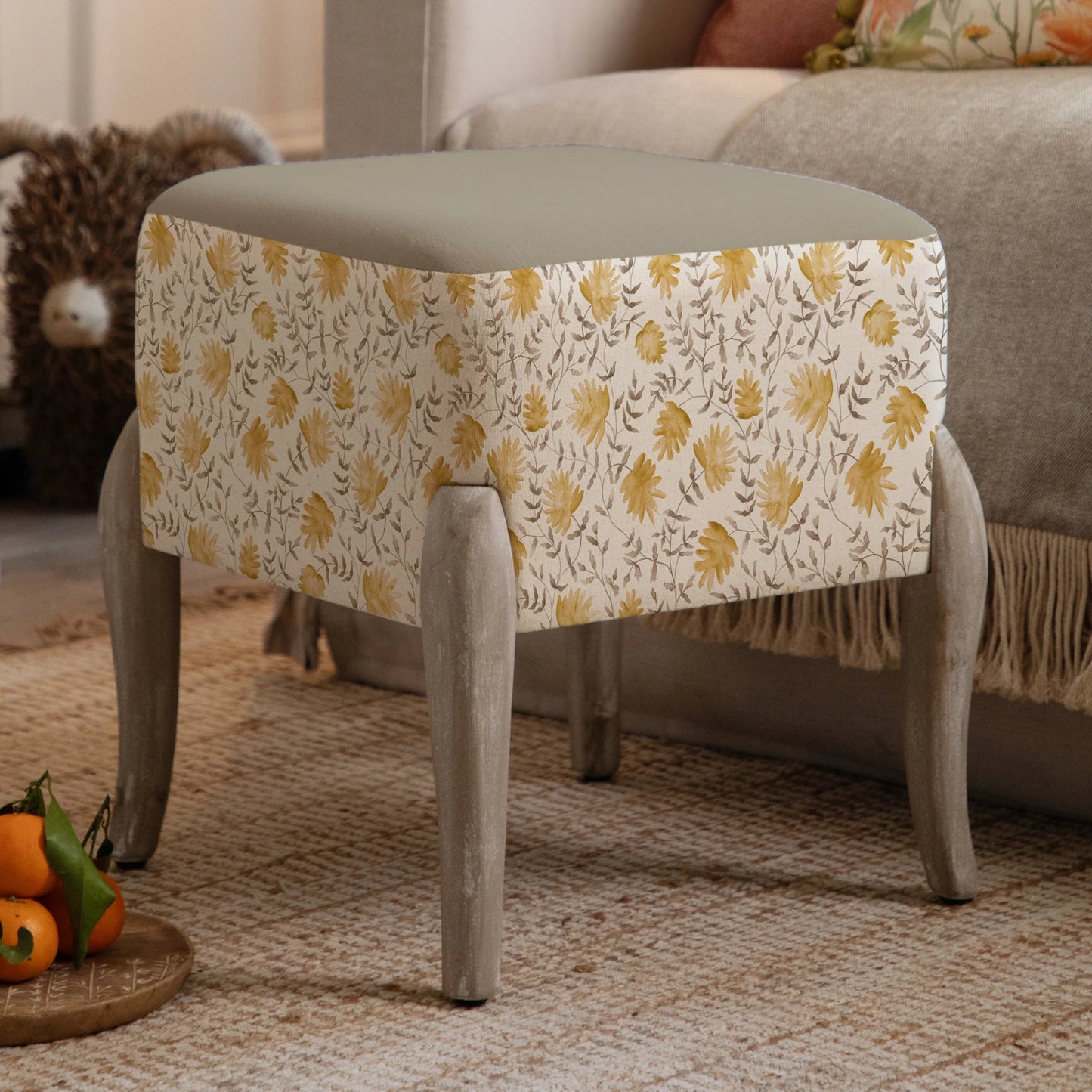 Elai Stone Printed Stool - Industrious Decor