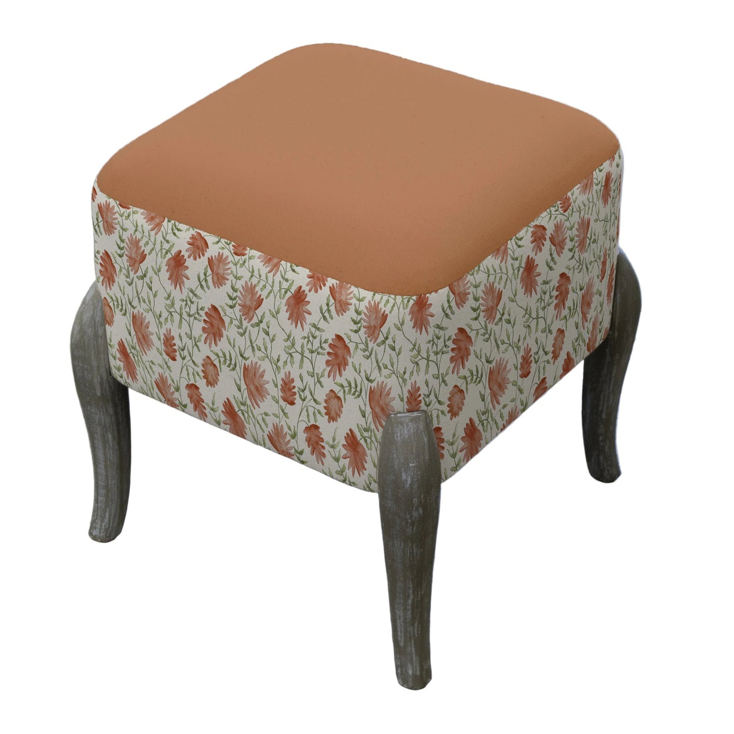 Elai Terracotta Printed Stool - Industrious Decor