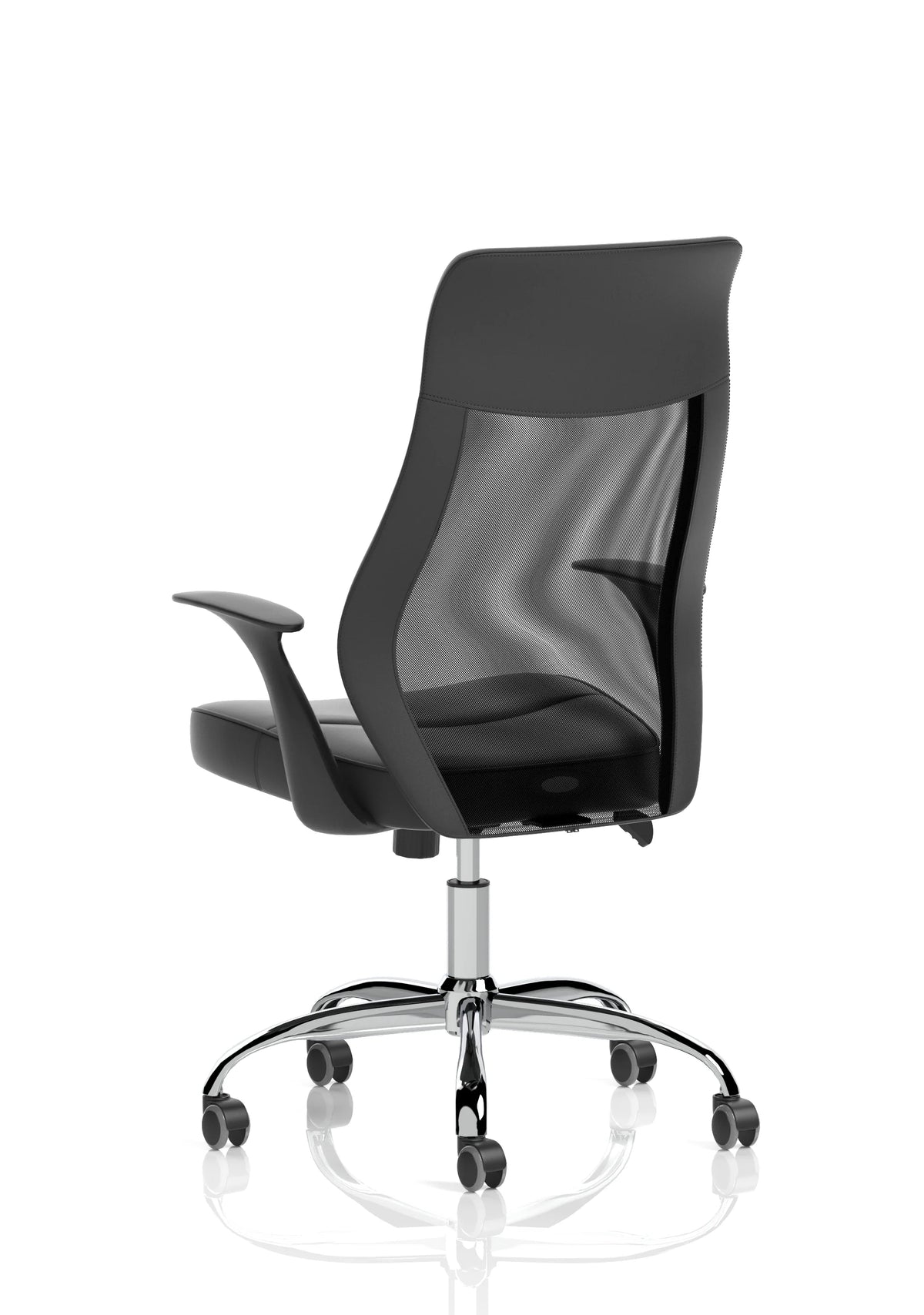 Ellery High Mesh Back Task Operator Black Leather Office Chair with Arms - Industrious Decor