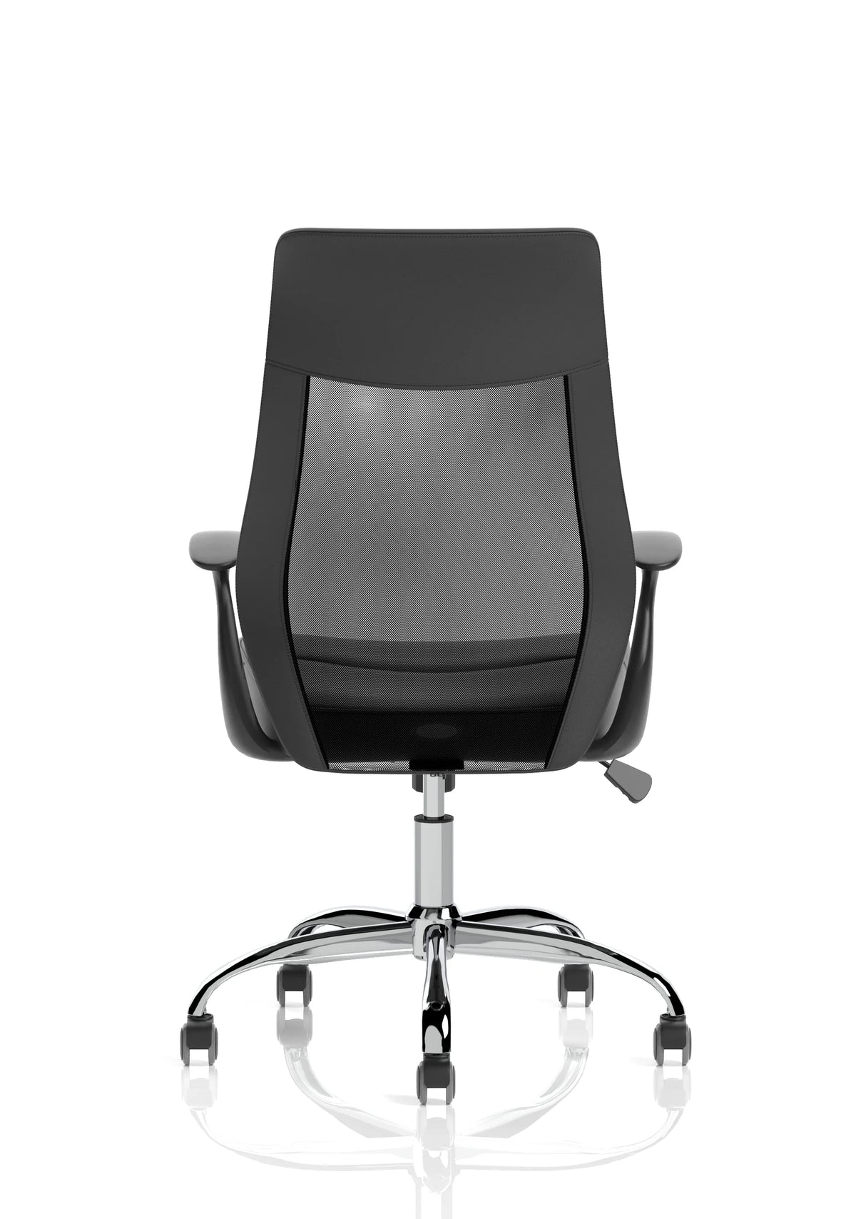 Ellery High Mesh Back Task Operator Black Leather Office Chair with Arms - Industrious Decor