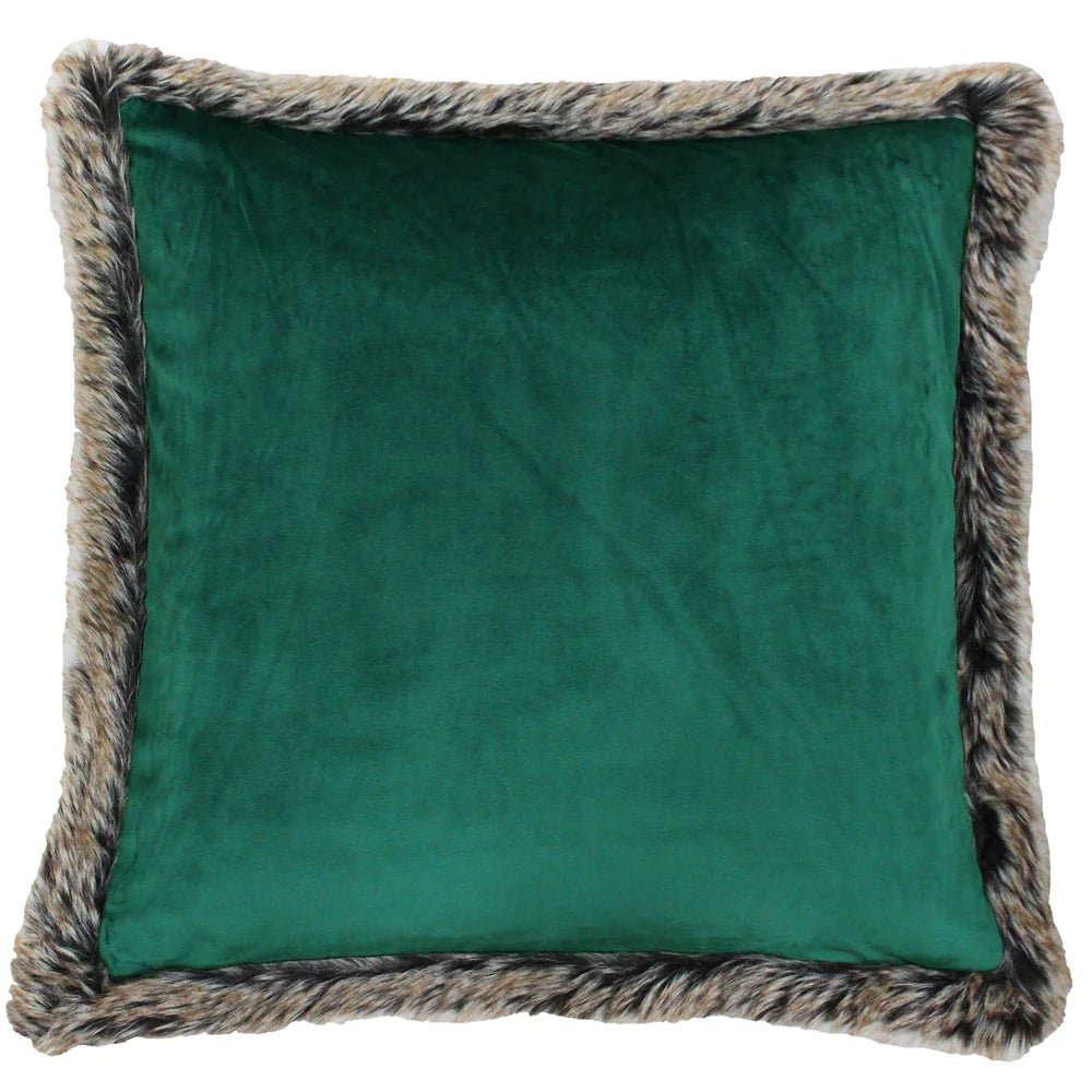 Fur Trimmed Velvet Cushion - Industrious Decor
