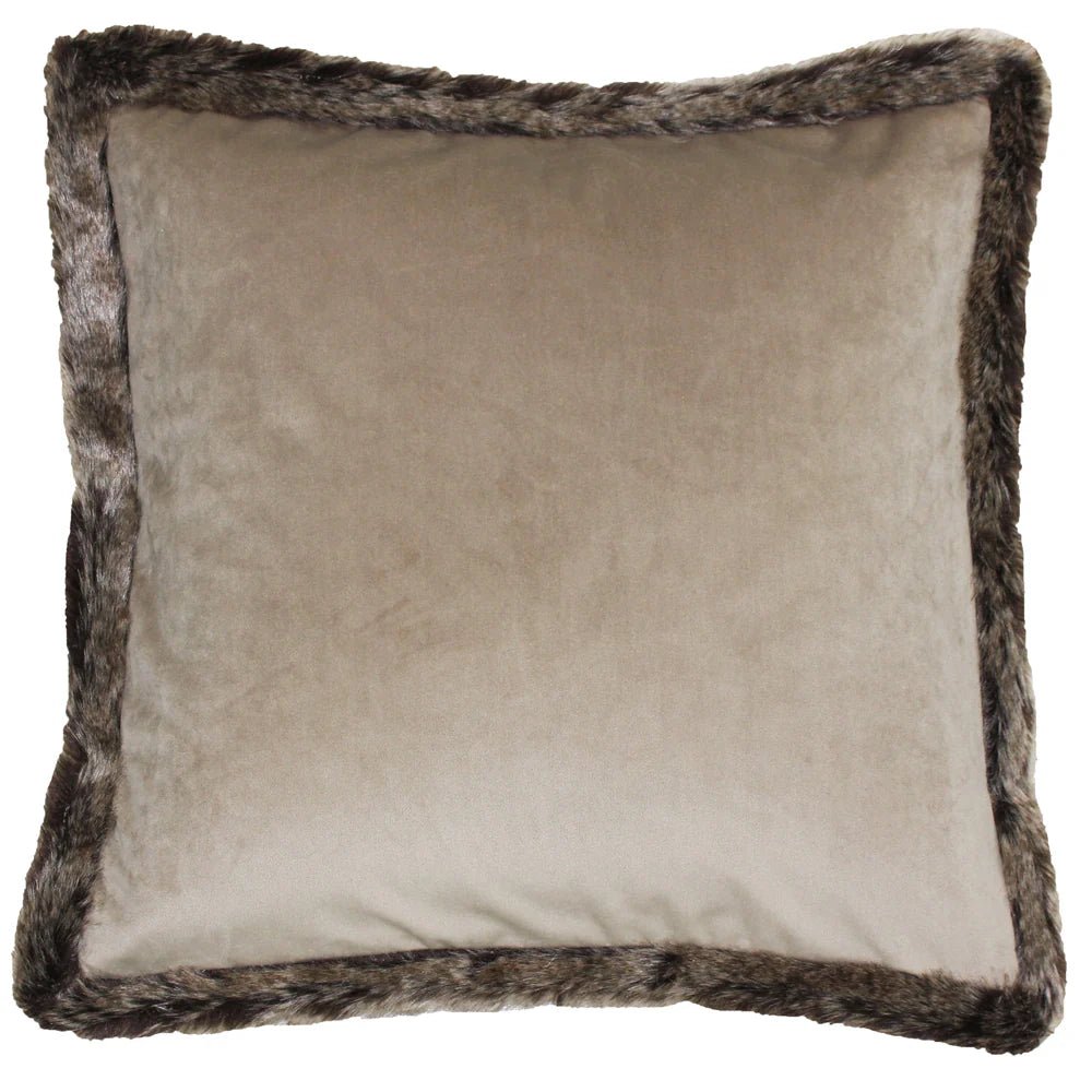 Fur Trimmed Velvet Cushion - Industrious Decor