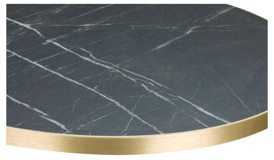 Pietra Grigia Marble Effect - Gold Edge Round Top - Industrious Decor
