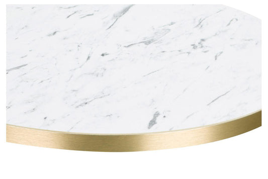 Carrara Marble Effect - Gold Edge Round Top - Industrious Decor