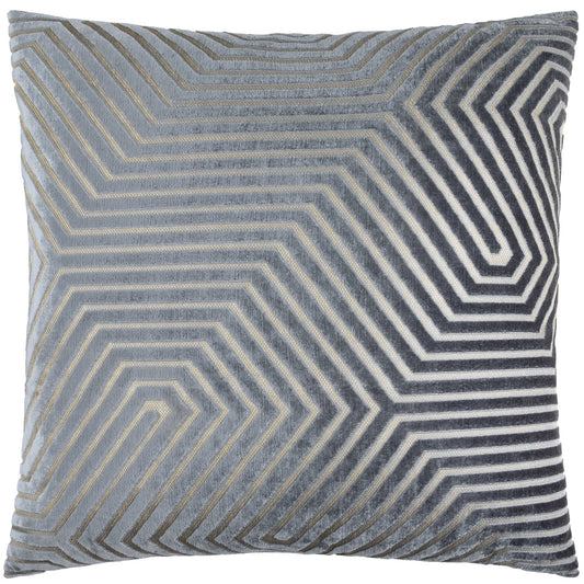 Geometric Velvet Cushion Navy - Industrious Decor
