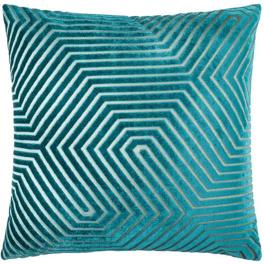 Geometric Velvet Cushion Navy - Industrious Decor