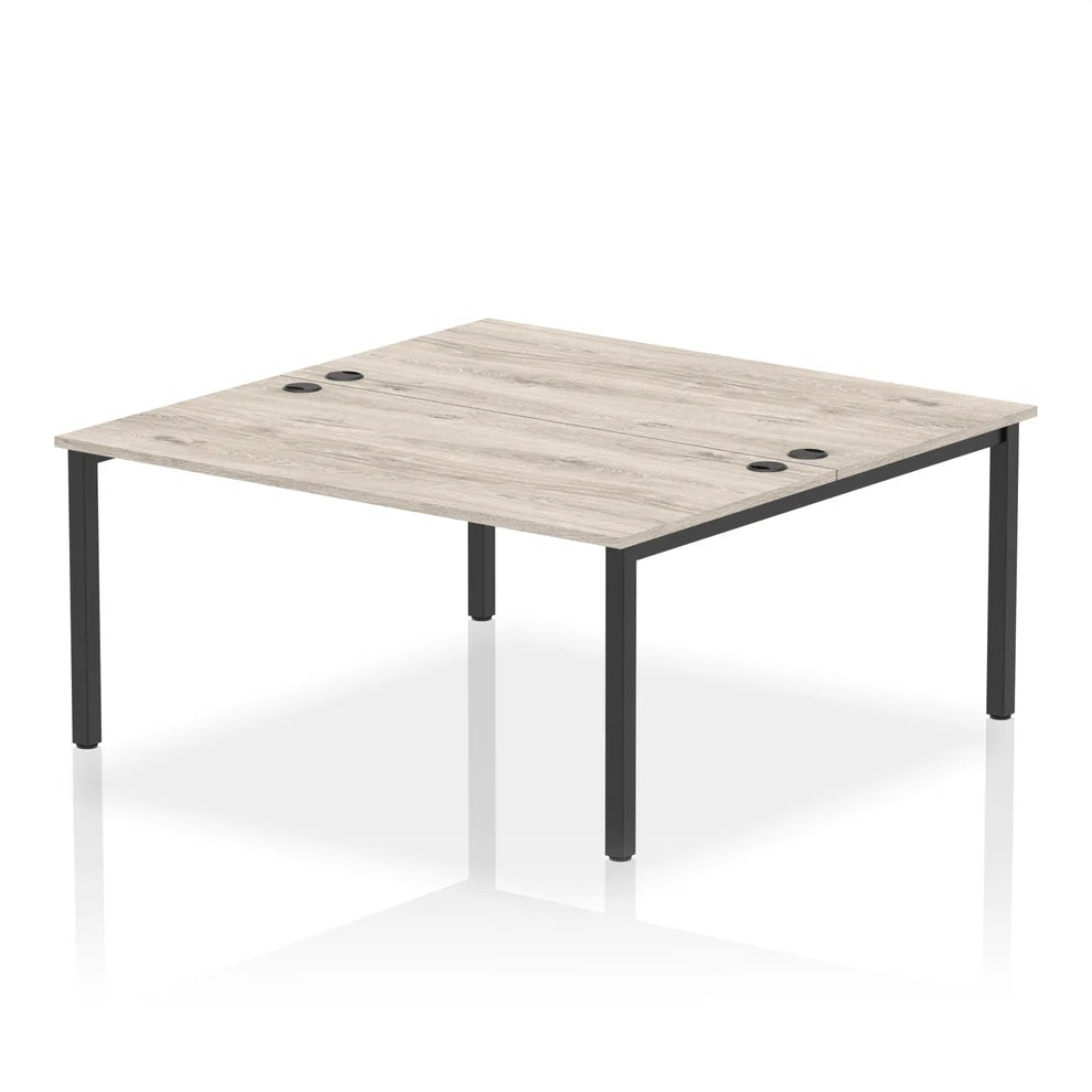 ID Workplace Bench Desk – 2 Person Grey Oak - Industrious Decor