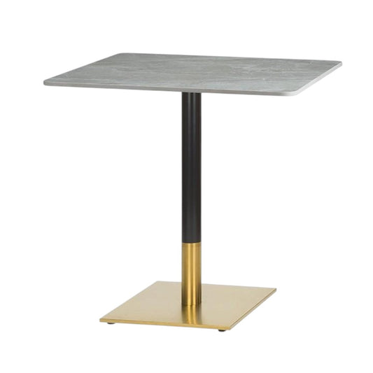Grey Ceramic Square Dining Table – Black & Brass Base - Industrious Decor