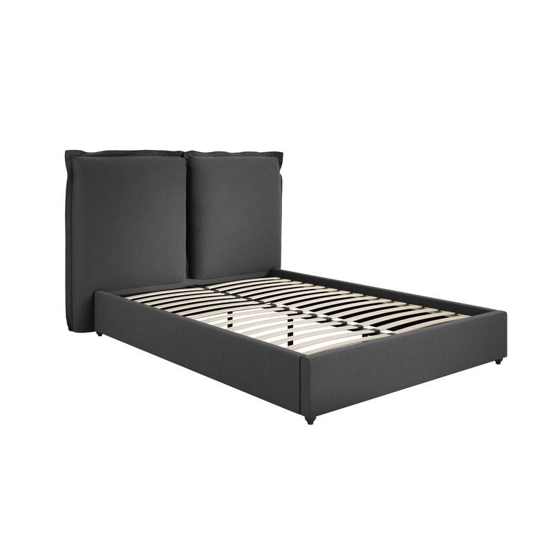 Meadow Double Bed Frame - Charcoal Linen - Industrious Decor