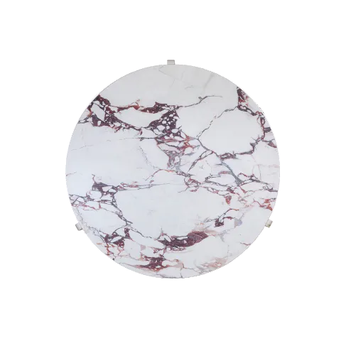 Round marble-patterned object on a white background