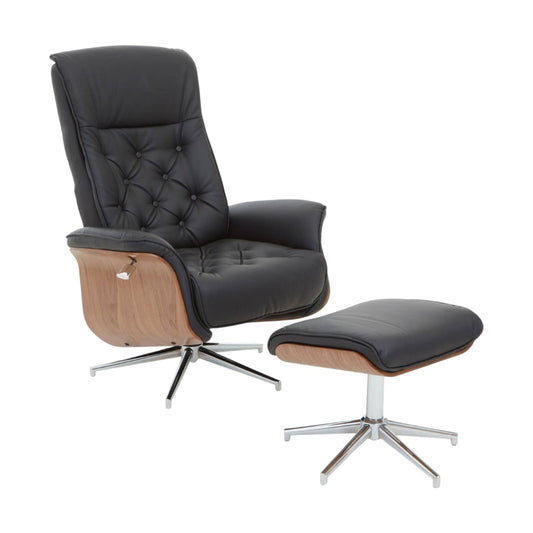 Hawkins Recliner & Footstool | Gentleman's Club Collection Black Oak Veneer - Industrious Decor
