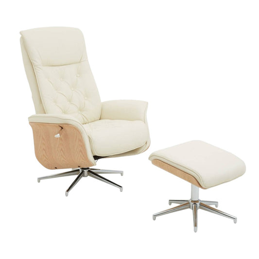 Hawkins Recliner & Footstool | Gentleman's Club Collection Ivory Oak Veneer - Industrious Decor