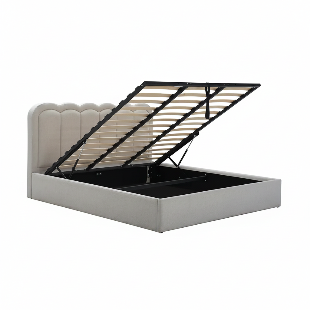 Bow Ottoman Storage Bed open storage view