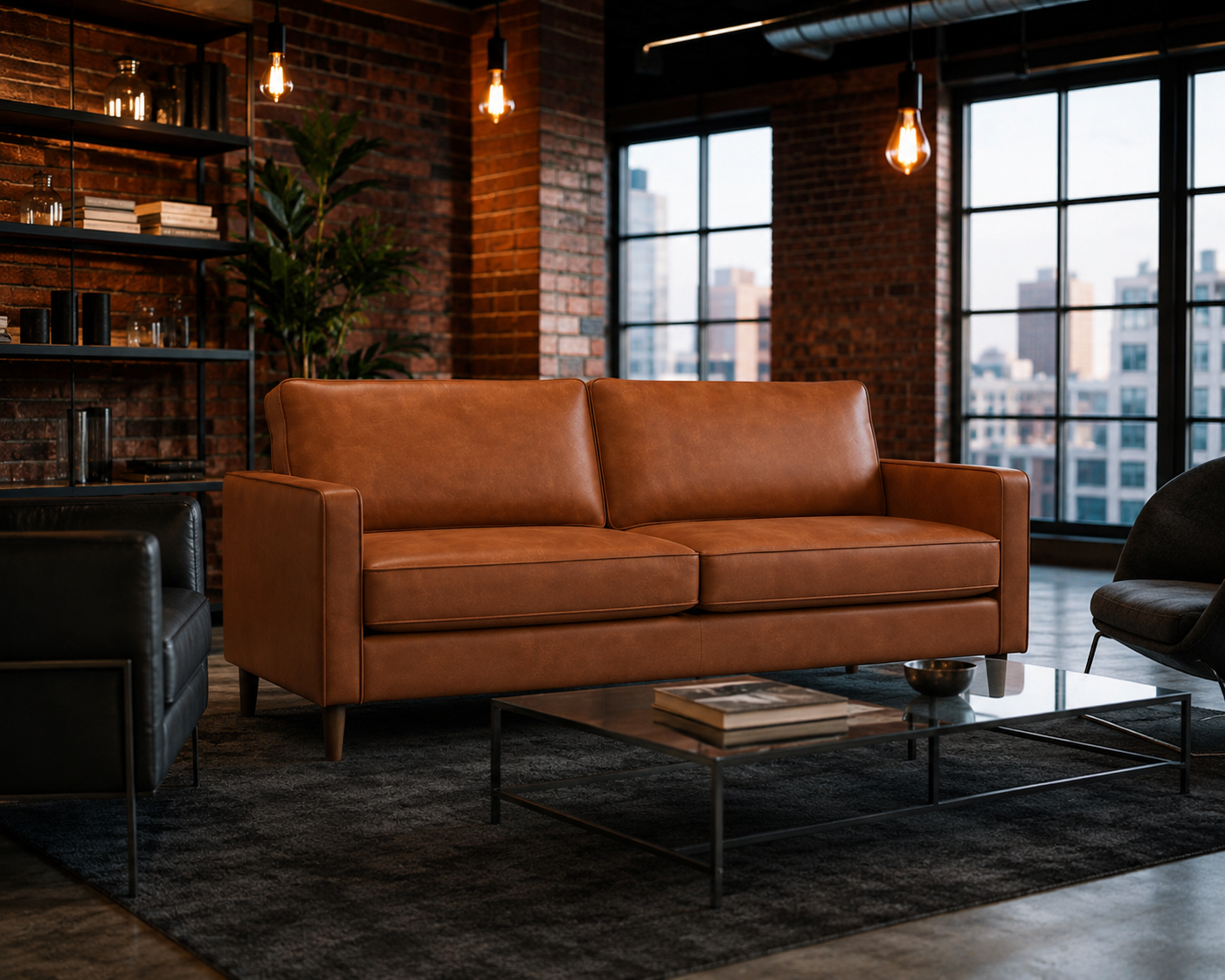 Kelso 3-Seater — Brown Faux Leather | CRIB
