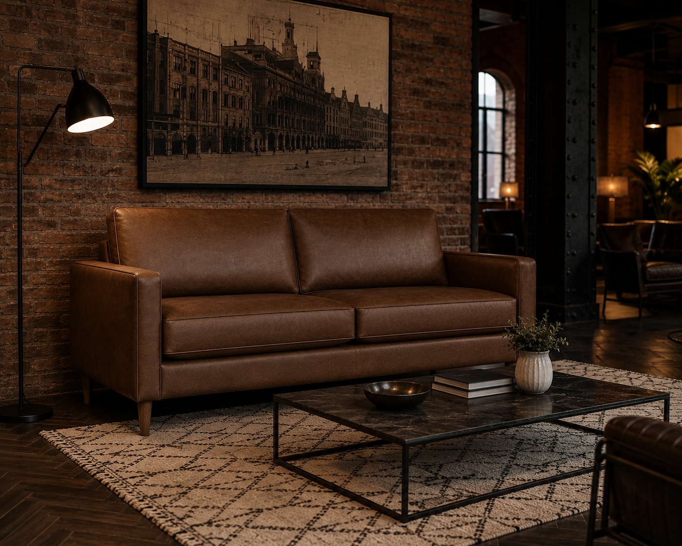 Kelso 3-Seater — Brown Faux Leather | CRIB