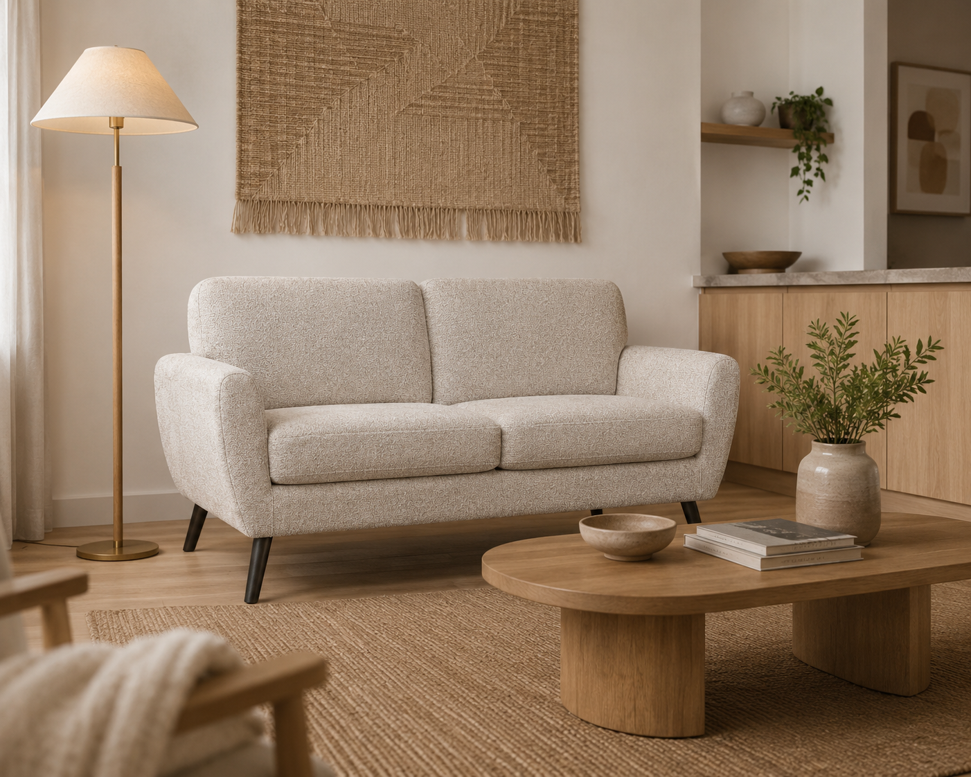 Keswick 2-Seater in CRIB 5 linen — curved arm contract sofa by Industrious Decor