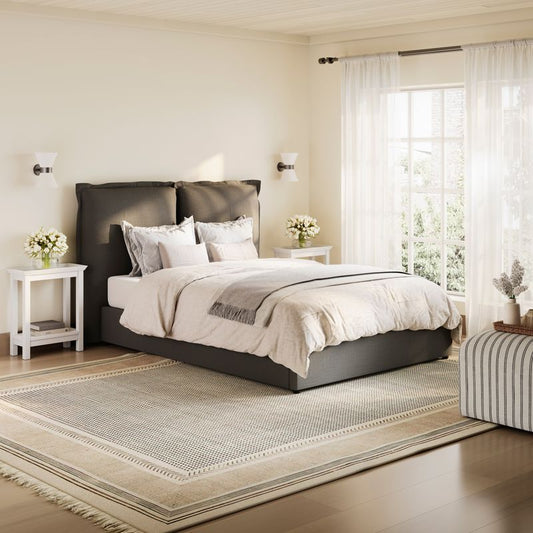 Meadow Double Bed Frame - Charcoal Linen - Industrious Decor
