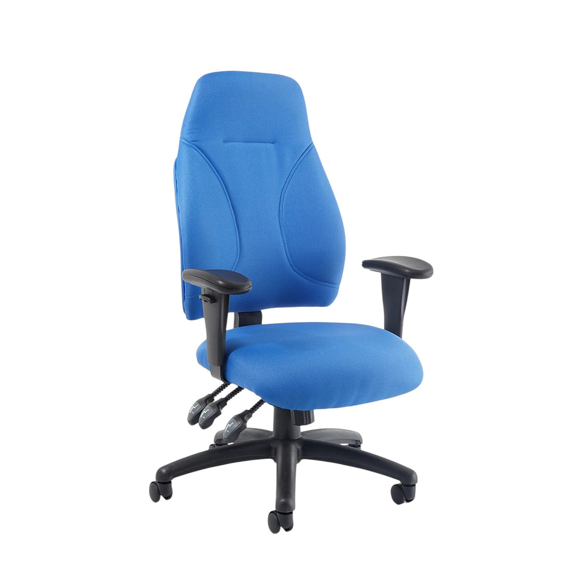 Rutherford High Back Fabric Task Chair | Gas Height | Independent Seat & Back Tilt | Height Adjustable Back & Arms Blue Fabric With Height Adjustable Arms - Industrious Decor
