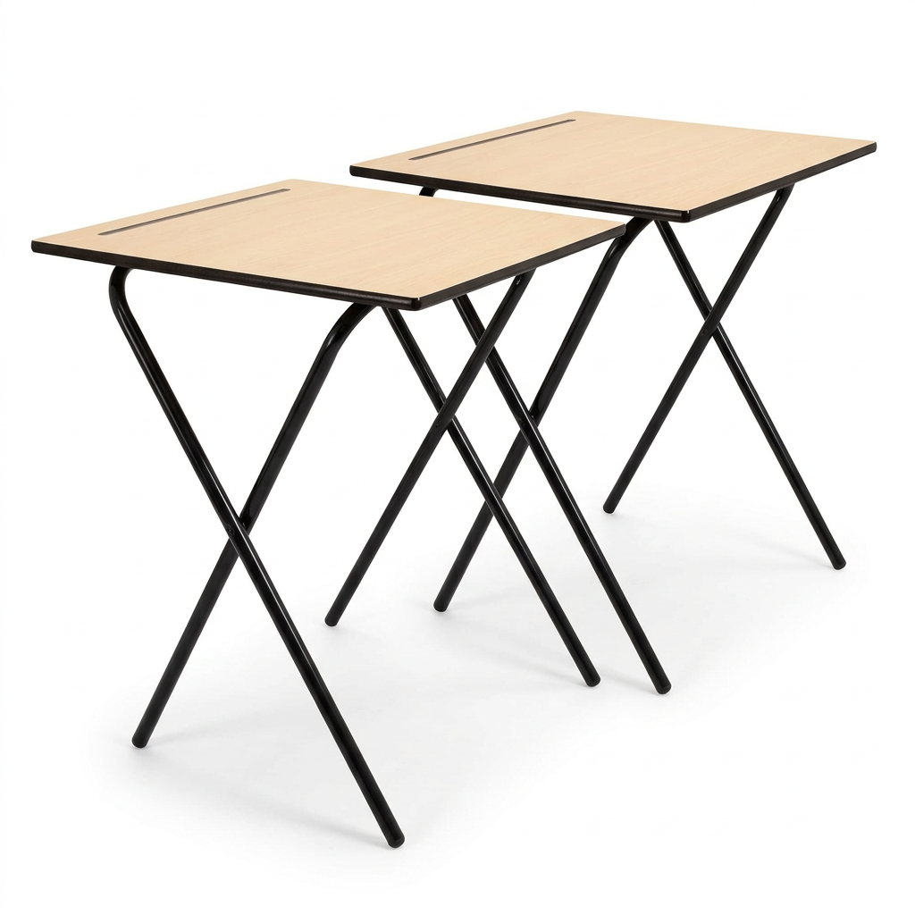 Edren Folding Exam Desk Beech Black Pack of 2 desks - Industrious Decor