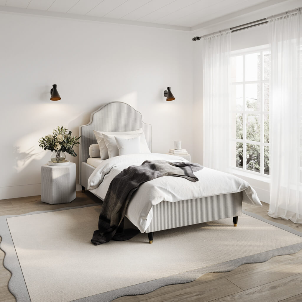 Ralph Single Bed — Grey Stripe - Industrious Decor