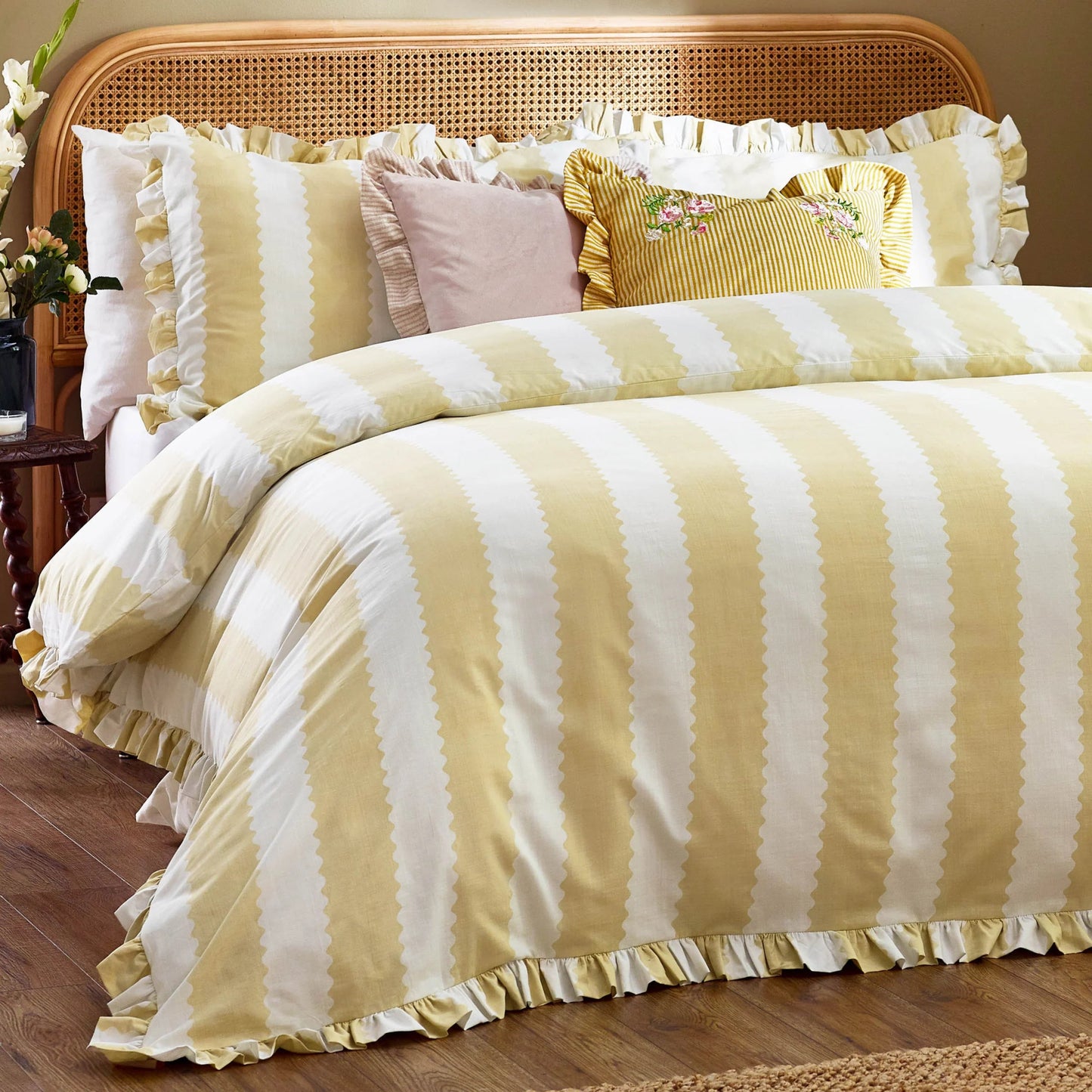 Stripped Ruffle Cushion - Industrious Decor