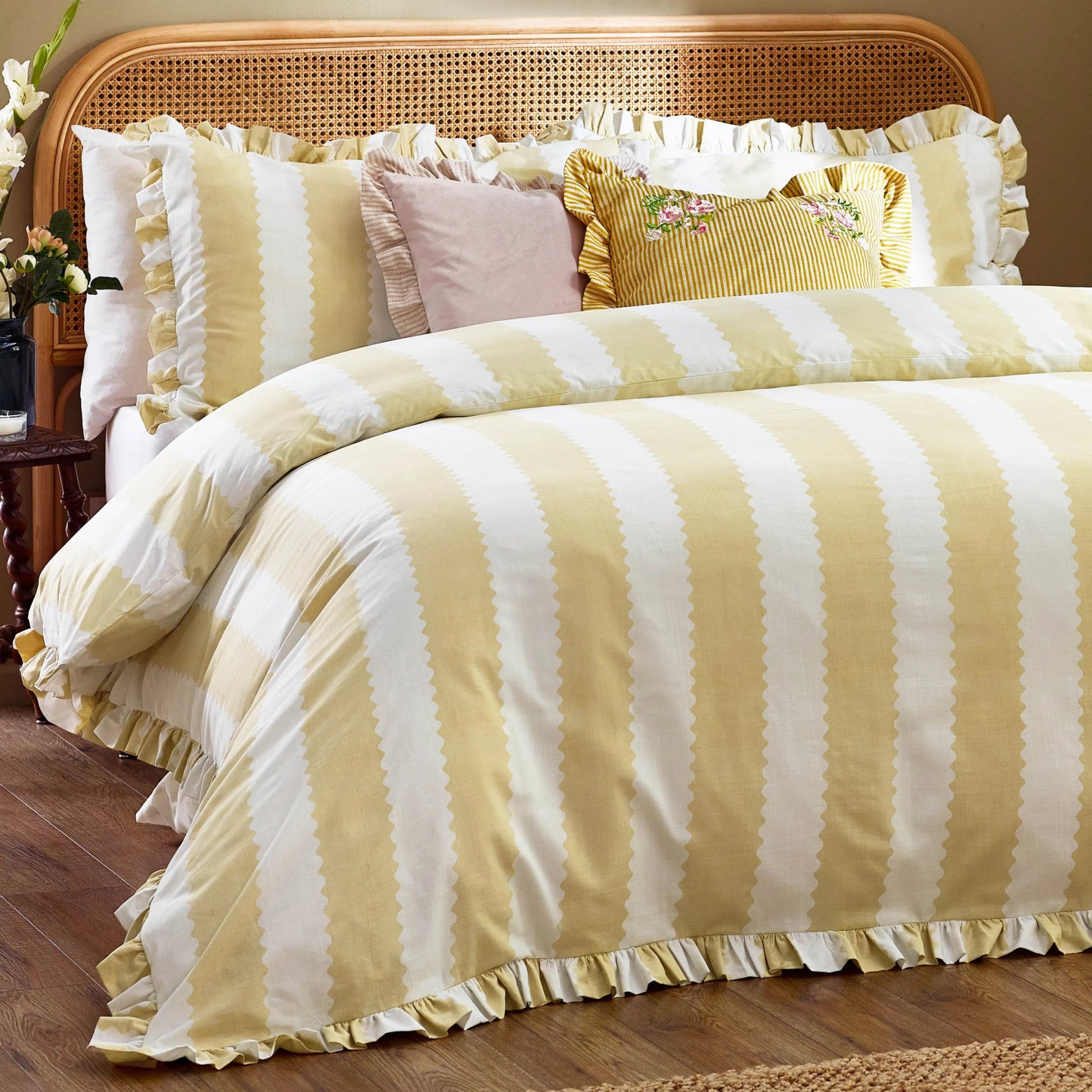 Stripped Ruffle Cushion - Industrious Decor