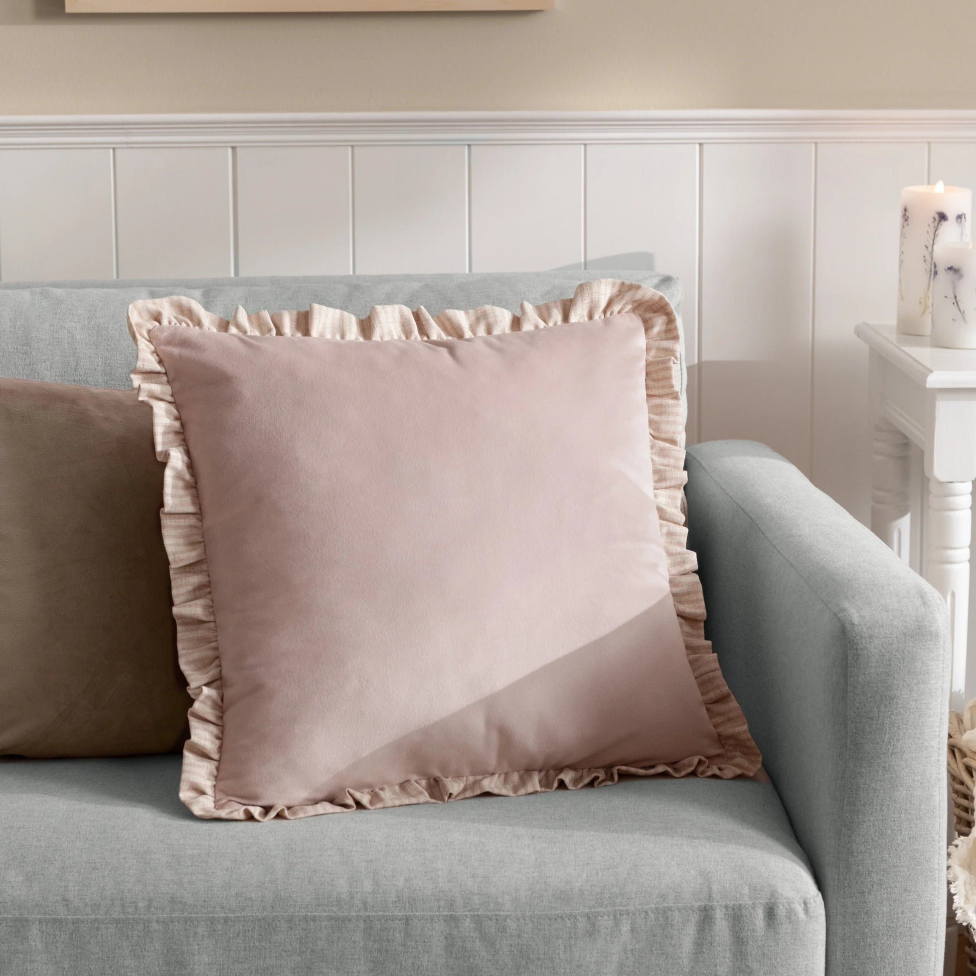 Stripped Ruffle Cushion - Industrious Decor