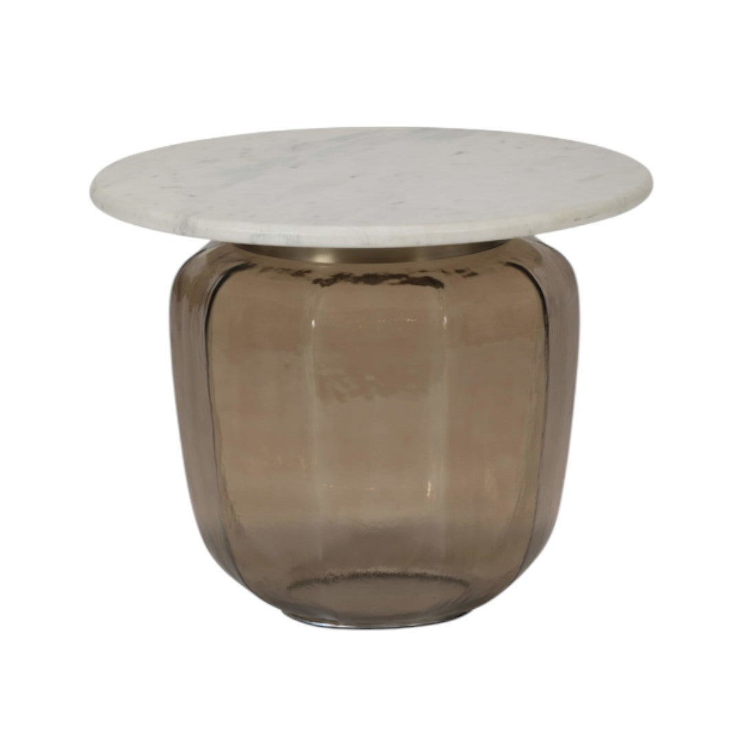 Luna Smoked Glass & Marble Side Table