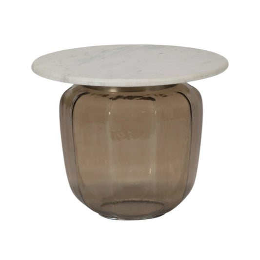 Luna Smoked Glass & Marble Side Table