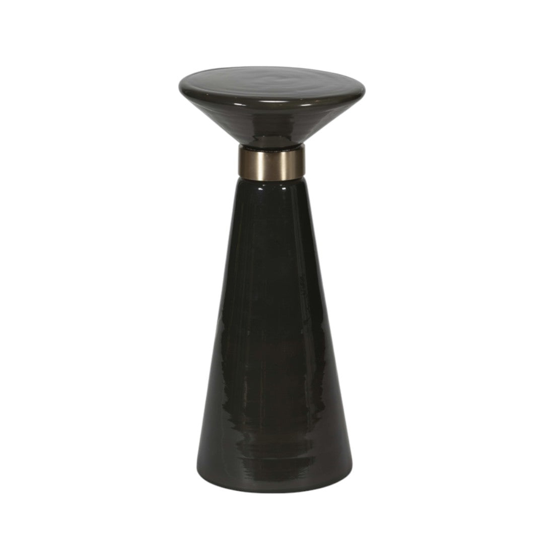 Green Glass Pedestal Cocktail Table - Industrious Decor