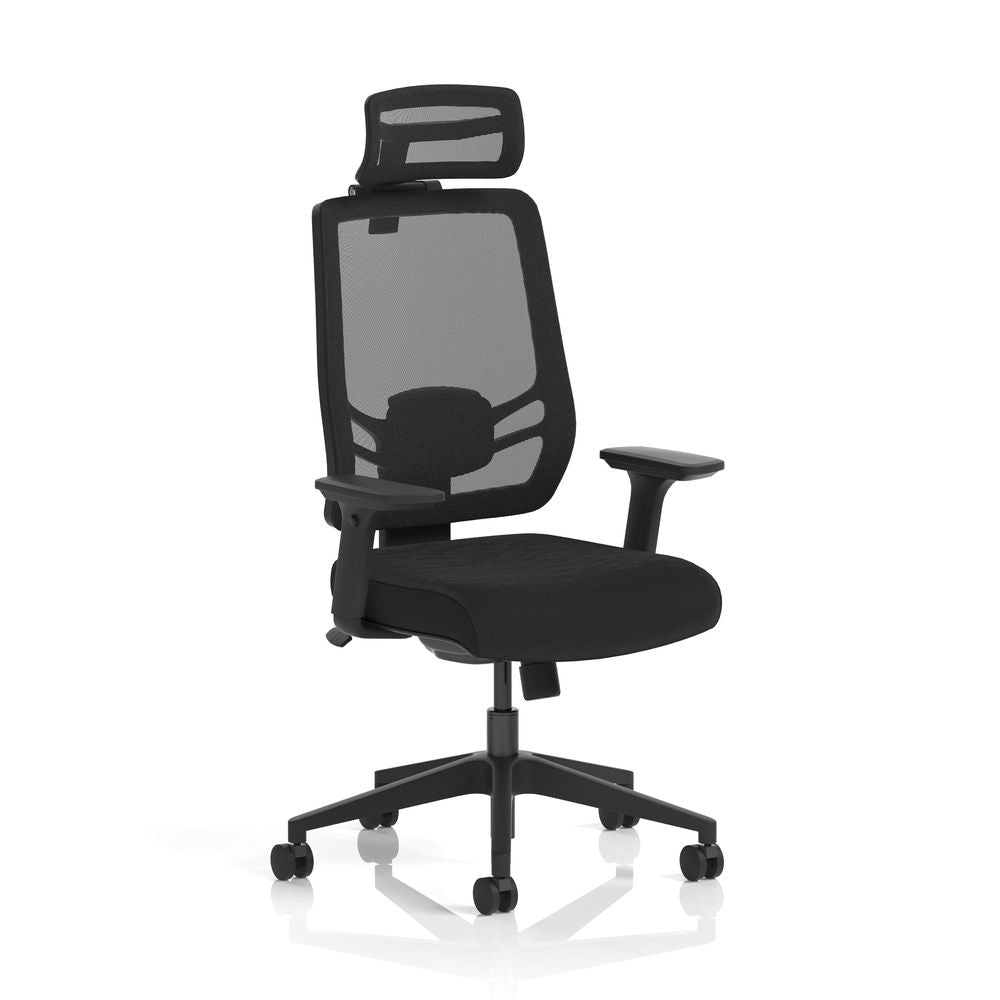Halsey 24Hr High Back Mesh Ergonomic Task Chair with Arms Mesh & Black Fabric - Industrious Decor