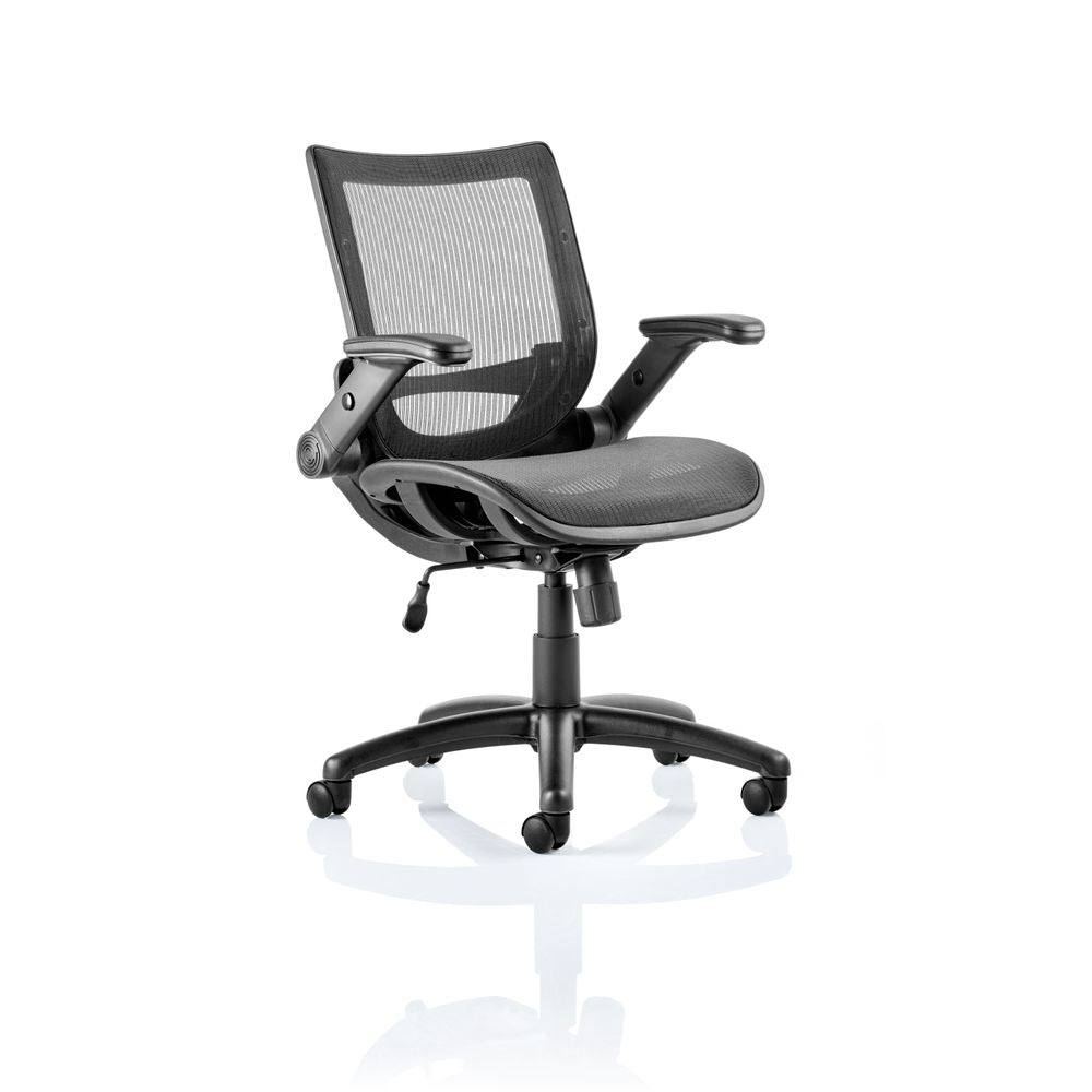 Fairmont Medium Mesh Back Task Operator Office Chair with Folding Arms Black Mesh - Industrious Decor