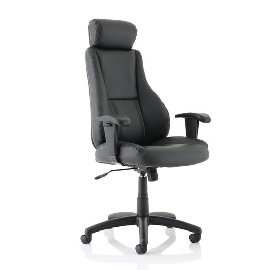 Norfield Medium Back Executive Black Leather Office Chair with Arms - Industrious Decor