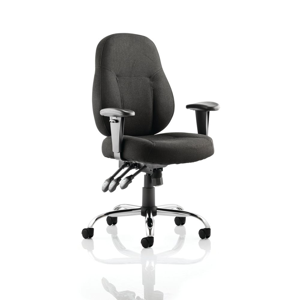 Danbury High Back Task Operator Office Chair with Arms Black Fabric - Industrious Decor