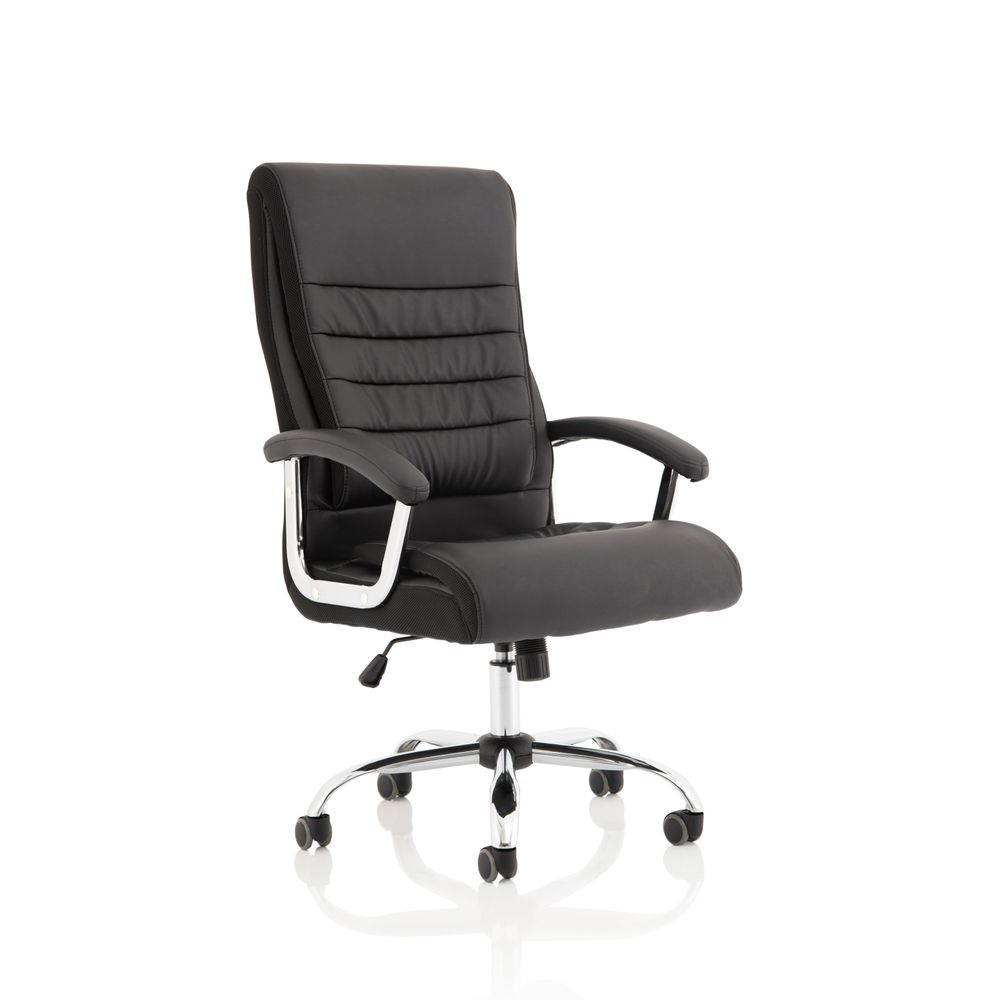 Verity High Back Black Leather Executive Office Chair with Arms - Industrious Decor