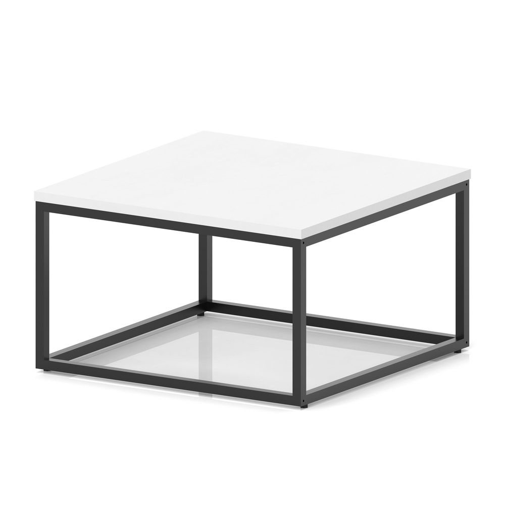 Cairn Square Coffee Table With Metal Frame White 800mm Black - Industrious Decor