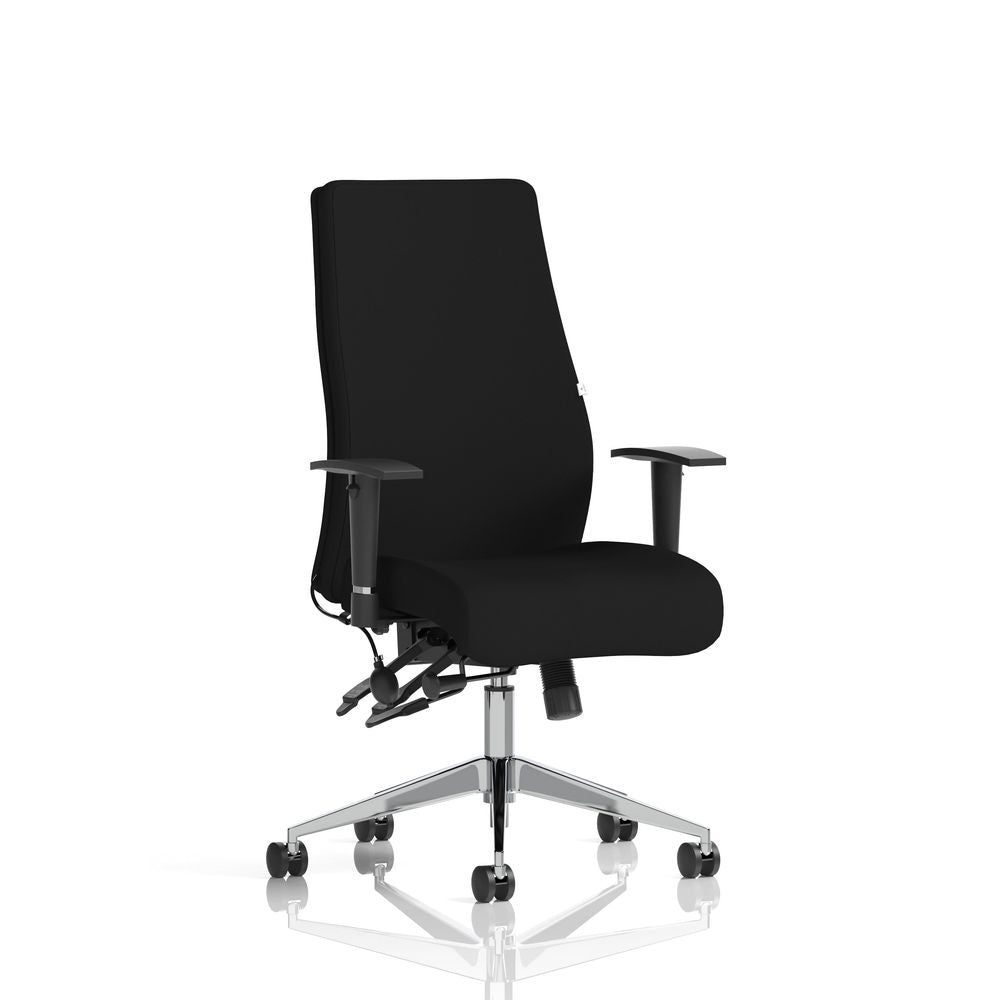 Silverton 24Hr High Back Ergonomic Task Chair | Independent Tilt | Adjustable Lumbar & Headrest Black Fabric Black None - Industrious Decor