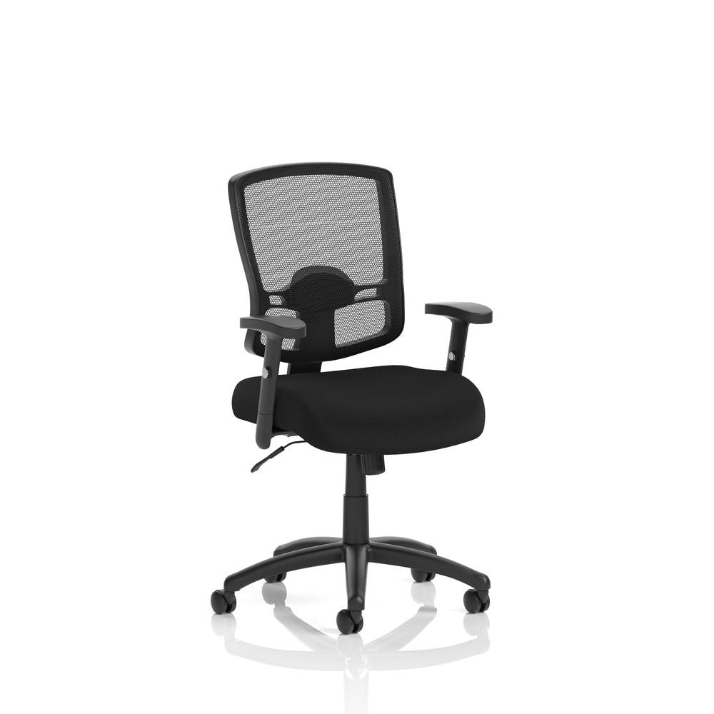 Montfort Medium Mesh Back Task Operator Office Chair with Arms Black With Height Adjustable Arms - Industrious Decor