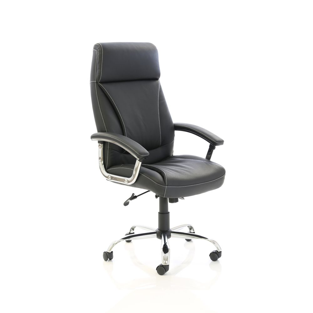 Ledbury High Back Executive Leather Office Chair with Arms Black Leather - Industrious Decor