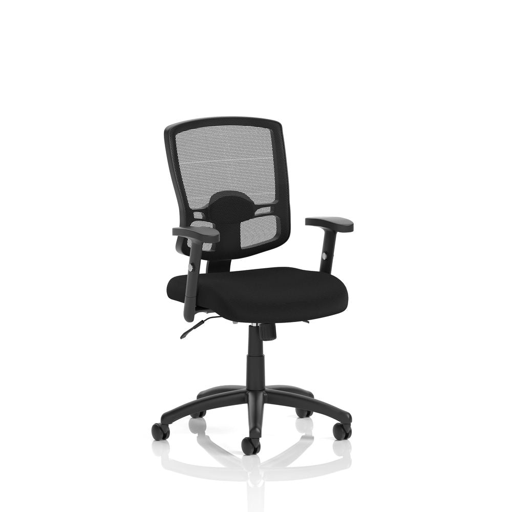 Corwin Medium Mesh Back Task Operator Office Chair with Arms Black With Height Adjustable Arms - Industrious Decor
