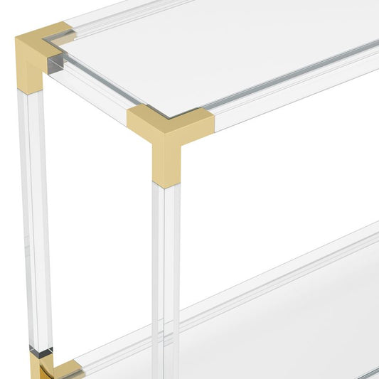 Reale Luxury Console Table - Brass & Acrylic Designer Piece - Industrious Decor
